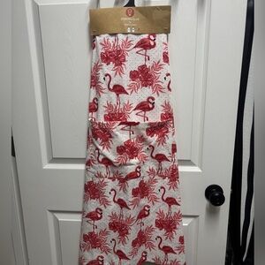 Chic Flamingo Print Apron - Pink and White